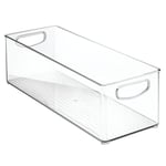 iDesign Cabinet/Kitchen Binz boîte de rangement, extra-grand bac pour réfrigérateur en plastique, longue boîte, transparent, 40.64 cm x 15.24 cm x 12.7 cm