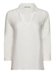 T-Shirt Fabric Mix W Collar White Tom Tailor