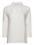 T-Shirt Fabric Mix W Collar White Tom Tailor