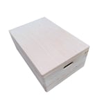 Extra Large Wooden Big Box, Toy Box whit Lid and Handles 60 x 40 x 23 cm, Unpainted