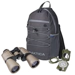 Praktica Falcon 12x50mm Porro Prism Field Sand Binoculars, Compass & Backpack - Fully Coated Lenses, Sturdy Construction, Aluminium Chassis, Bird Watching, Sailing, Hiking, Sightseeing, Astronomy