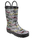 Cotswold Boys Digger Wellington Boots, Grey, Size 9 Younger