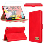 Gorilla Tech iPad Mini 4 iPad Mini 5 Leather Case and 2 Screen Protector Magnetic Flip Stand Shockproof cover Protective 2-Pack Red iPad Model A2133 A2124 A2126 A2125 A1538 A1550