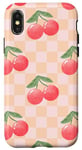 iPhone X/XS Retro Red Cherries Peach Classic Checkerboard Summer Case
