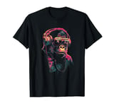 Neon Gorilla With Headphones Techno Rave Music Monkey T-Shirt