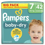 Couches Bébé Baby Dry 15+ Kg Taille 7 Pampers - Le Pack De 42 Couches