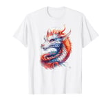 Cool fierce mythical rainbow Asian dragon anime art T-Shirt