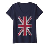 Womens UNION JACK FLAG UNITED KINGDOM GREAT BRITAIN ENGLAND V-Neck T-Shirt
