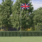 vidaXL Storbritanniens flagga och flaggstång 6,23 m aluminium 3147110