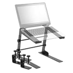 TIGER LEC14-BK Support de table réglable pour ordinateur portable DJ avec pinces de bureau