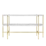 Gubi - TS Console - 2 hyllplan, Ben: Mässing, Skiva: Bianco Carrara - Avlastningsbord - GamFratesi - Vit - Metall/Sten