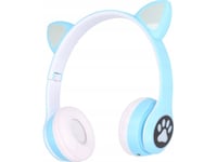 Extralink Kids Trådlösa Hörlurar Med Kattöron Blå | Trådlösa Hörlurar | För Barn, Kattöron, Bluetooth 5.0, Rgb-Belysning