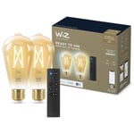WIZ Wiz Startpaket 2 Anslutna Edison-lampor Vit Variabel E27 50w + Nomadisk Fjärrkontrolldimmer