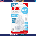 NUK First Choice+ Teats for Baby Bottles | 6-18 Months | Flow Control | Vent | |