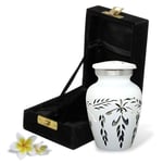 Mini White Urn Keepsake - Small Cremation Urn White with Handcrafted Velvet Box & Bag - Funeral Urn for Ashes Adult - Honour Your Loved One with White Ashes Urn - Perfect for Adults & Infants