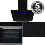 Black 10 Function True Fan Single Oven, 5 Zone Induction Hob & Angled Extractor