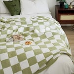 YIRUIO Couvertures en Peluche réversible en Microfibre pour la Maison, Le lit, Le canapé (Vert Sauge, 130 x 160 cm)