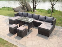 Lounge Rattan Garden Furniture Sets Dining Table Big Footstools And Small Stools