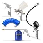 Goodyear - Kit d'air pour compresseur professionnel 5 pièces (pistolet à soufflage, pistolet à pétrole, pistolet à peinture, pistolet de gonflage, tuyau en spirale)