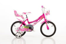 Dino City Bikes 166R 16 Pouces Vélo pour Enfant, Kidsbike, vélo pour Enfant, vélo, vélocipède, vélo Fuchsia, stabilisateurs, Garde-Boue, siège Doll, • 16 Pouces 4-7 Ans 105-135 cm 47-55 cm