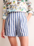 Boden Hampstead Striped Linen Shorts, Blue/Ivory