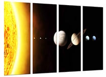 Tableau Moderne Photographique, Impression sur bois, Système solaire, planètes dans l'espace, 131 x 62 cm, ref. 26737