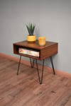 Industrial Inspired Side Coffee Table With Hairpin Legs & Storage
