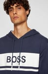 New HUGO BOSS Men blue Sweatshirt H Logo Hoodie Lightweight French Terry Medium