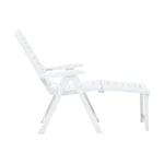 Transat en plastique de Jardin - VIE - Chaise Longue Inclinable - Blanc - Pliable - Résistance aux intempéries