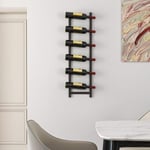 Vinställsvägg för 6 vinflaskor metallflaskhållare 22 x 13,5 x 73cm svart