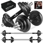 Amonax 20kg Cast Iron Adjustable Dumbbells Weight Set, Barbell Set Men Women, Strength Training Equipment Home Gym Fitness, Dumbell Pair Hand Weight, Bar Bells Free Weights for Weight Lifting, 20KG