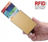 Korthållare med RFID Skydd Pop-Up 5 Kort Guldfärgad