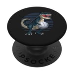 Funny T-Rex Volleyball, Volleyball T Rex Dinosaur Sport PopSockets Swappable PopGrip