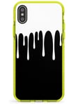 Melted Effect: White & Black Neon Yellow Impact Phone Case for iPhone XR | Protective Dual Layer Bumper TPU Silikon Cover Pattern Printed | Melt Liquid Unique Fun Quirky