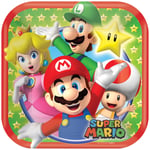Mario Paper Party Plates, 18cm Childrens Party Supplies Mario Tableware x 8