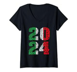 Womens 2024 Soccer word cloud. Football text Italy flag V-Neck T-Shirt