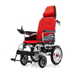 FTFTO Home Accessories Elderly Disabled Electric Wheelchair Folding Collapsible Intelligent Elderly Disabled Automatic Full Four-Wheeled Scooter 100 Kg Load Epbs Brake System - Black/Red Wheelchair