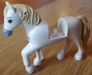 CITY LEGO Minifigure Horse White w Tan Tail + Mane Grey Nose Animal Minifig
