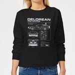 Back To The Future DeLorean Schematic Women's Sweatshirt - Black - XS