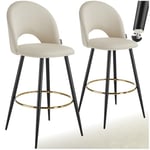 TecTake® Lot de 2 Tabouret Bar Aspect Velours Chaise de Bar avec Repose-Pieds Chaise Haute Cuisine pour îlot Central H110cm Rembourrée avec Dossier Tabouret Haut Cuisine comptoir Bar