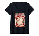 Womens Vintage Baseball Sunburst Popular Fan V-Neck T-Shirt