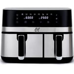 NETTA 5.5L and 3.5L Dual Basket Drawer Air Fryer 9L with Digital Smart Programmes Double XL Family Size Small and Large Drawer - Black