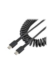 20in (50cm) USB C Charging Cable Coiled Heavy Duty Fast Charge & Sync USB-C Cable USB 2.0 Type-C Cable Rugged Aramid Fiber Durable Male to Male USB Cable Black