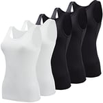 BQTQ 5 Pcs Tank Tops for Women Undershirt Sleeveless Vest Tops for Women and Girls (Black, White, XXL)