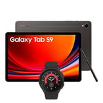 Samsung Galaxy Tab S9 WiFi Android Tablet, 128GB Storage, Graphite, 3 Year Extended Warranty with a Samsung Galaxy Watch5 Pro, Bluetooth, 45mm, Black (UK Version)