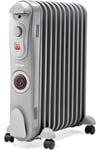 2500W 11 Fin Portable Electric Slim Oil Filled Radiator Heater with Adjustable Temperature Thermostat, 3 Heat Settings & Built in 24H Timer - 2.5KW GR