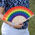 eBuyGB Pride 2023 Rainbow Wooden Hand Fan for Gay Pride, Lesbian, Bi, Trans Parade Festival Merch, LGBT, LGBTQ Merchandise