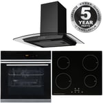 Black Touch Control 10 Function Single Fan Oven, Induction Hob & Curved Hood