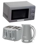 GEEPAS Textured 1.7L Jug Kettle &4 Slice Toaster 20 Litres Manual Microwave Grey