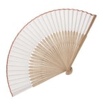 eBuyGB Pack of 10 Handheld Wooden Bamboo Fan, Wedding Accessory and Favour, White